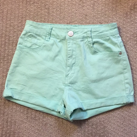 green high waisted shorts